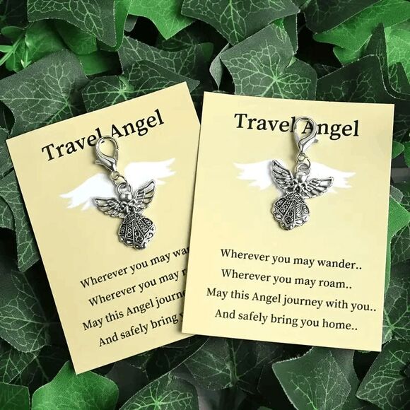 Angel Travel Mini Charm Keychain with Inspirational Card - Picture 2 of 4